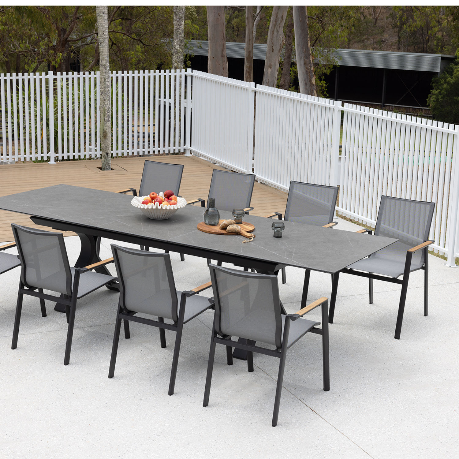 Carson Extension & Luca Dining Setting - 9pce Charcoal