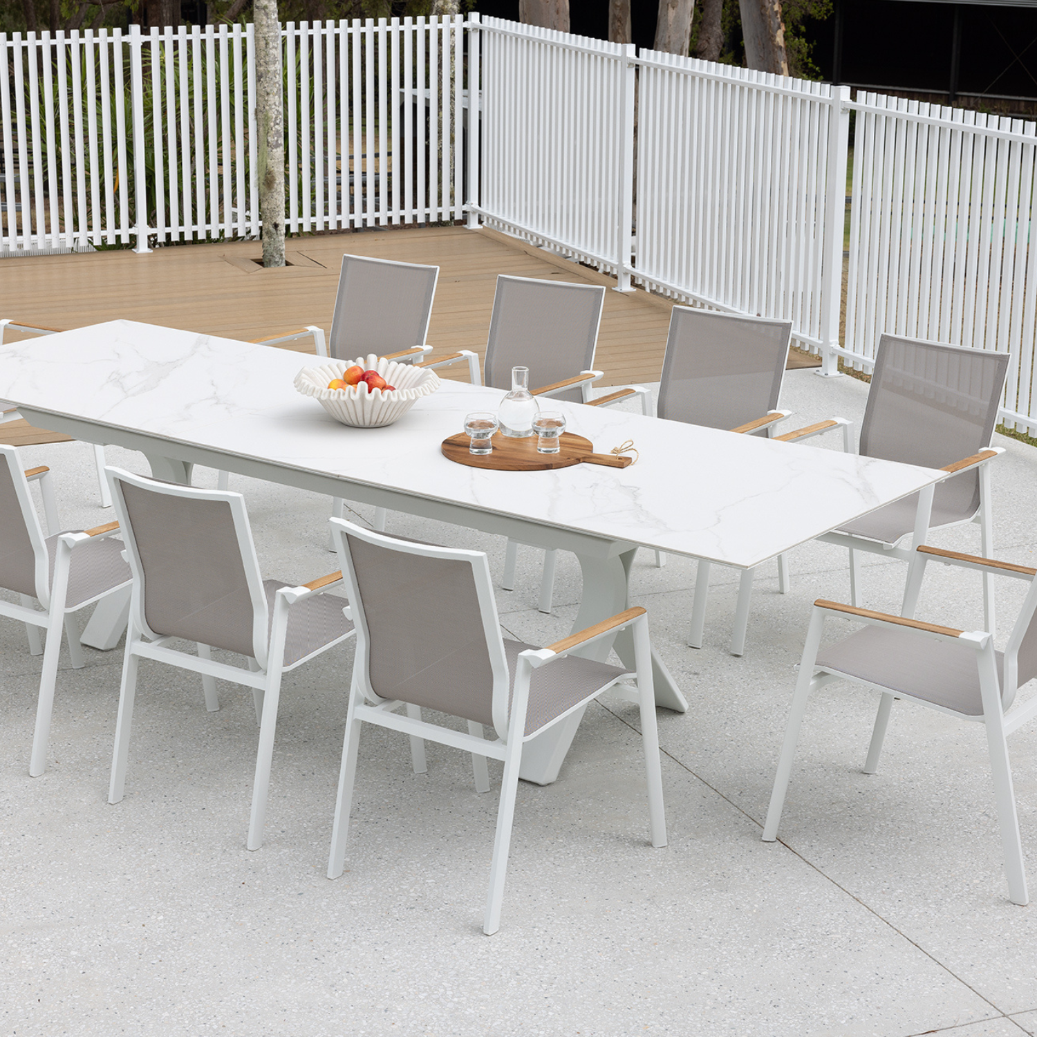 Carson Extension & Luca Dinning Setting - 9pce White