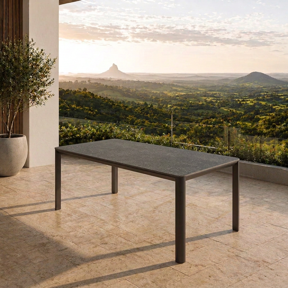ASPEN DINING TABLE 180 X 90CM DARK CHARCOAL