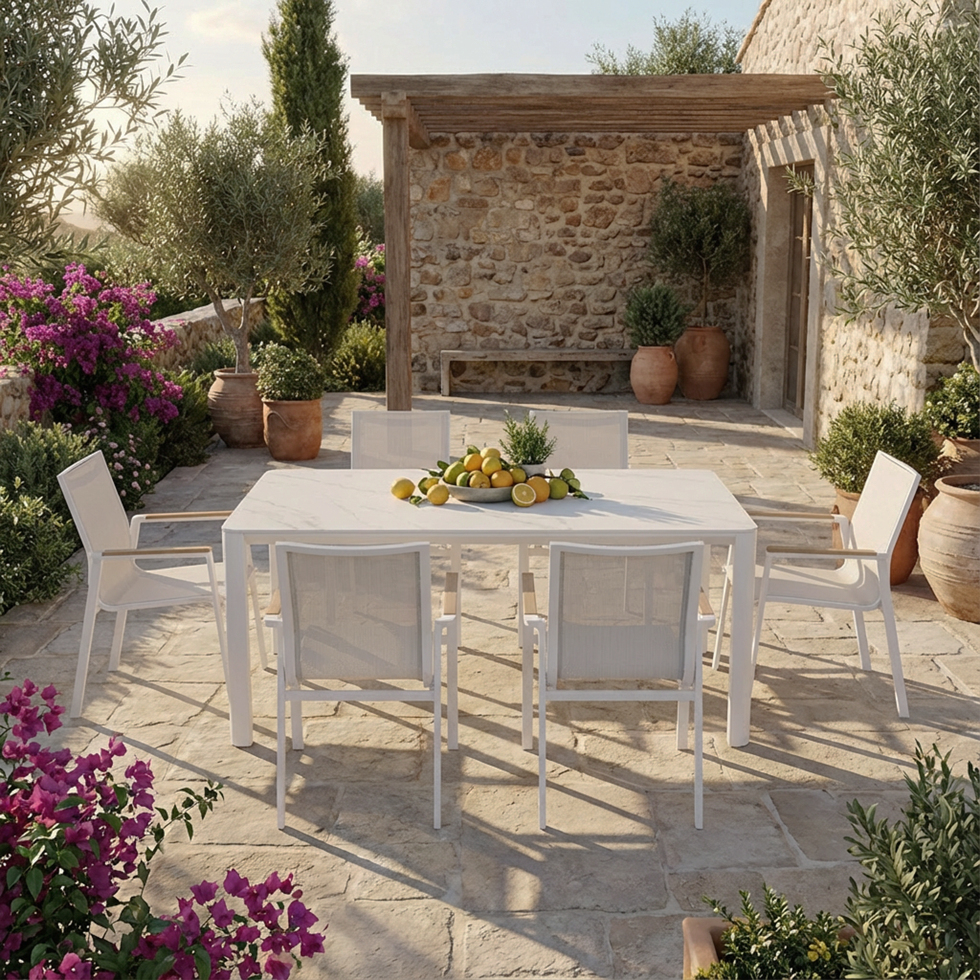 Aspen & Luca Dining Setting - 7 pce White