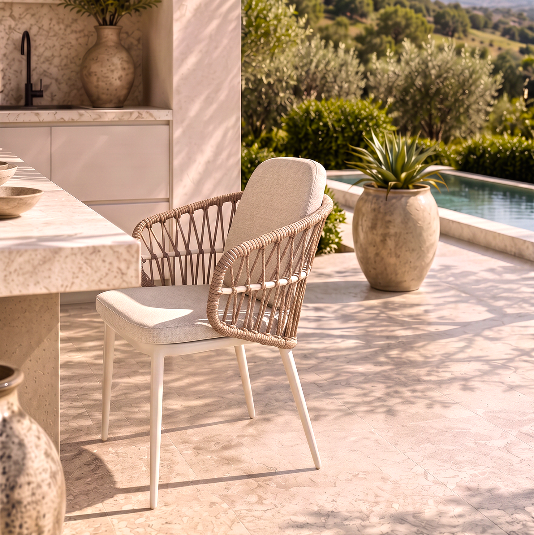 Ayana Ding Chair - Ivory | Tan