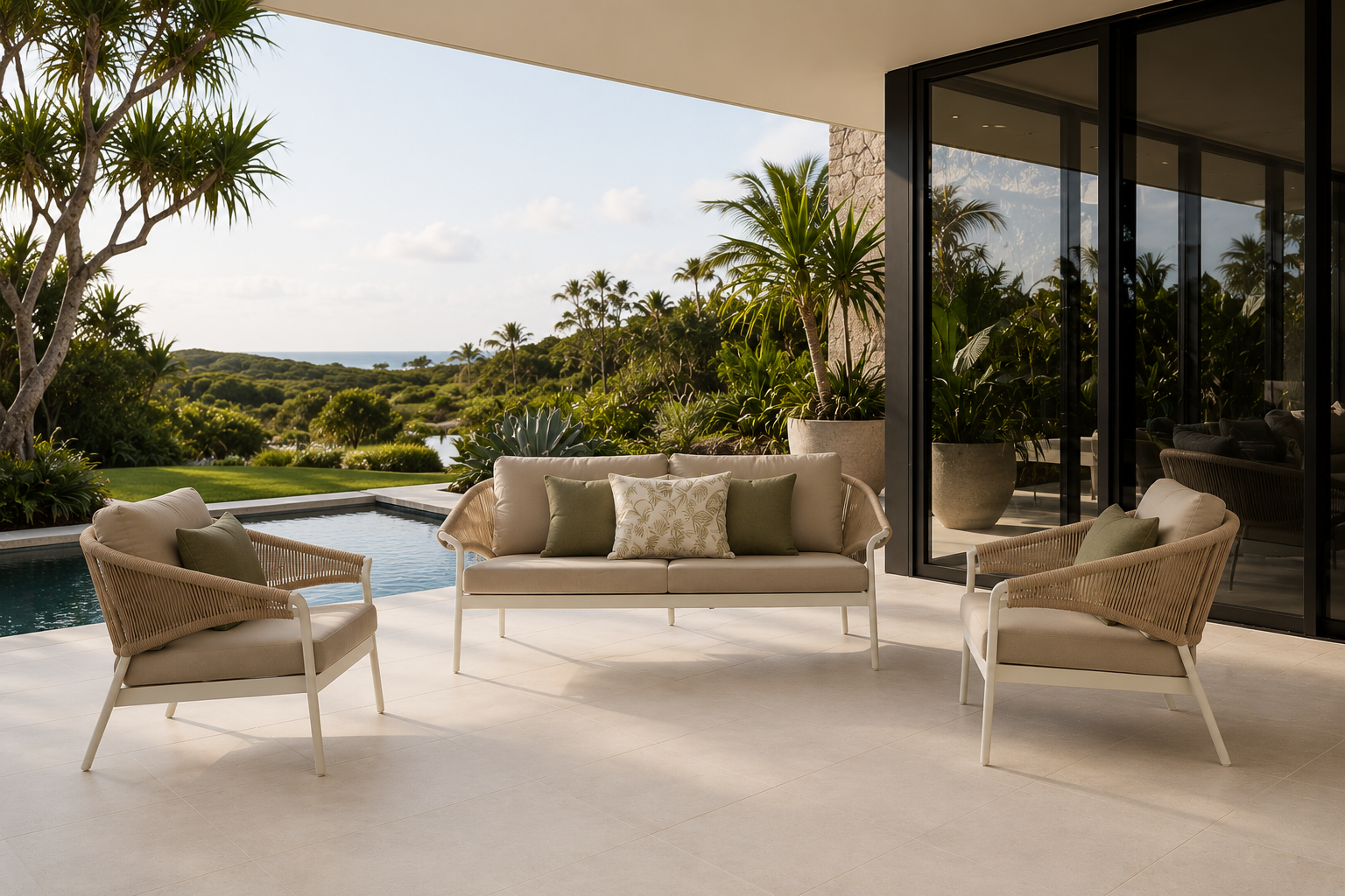 Celia Lounge Setting - 3 pce Natural | Ivory