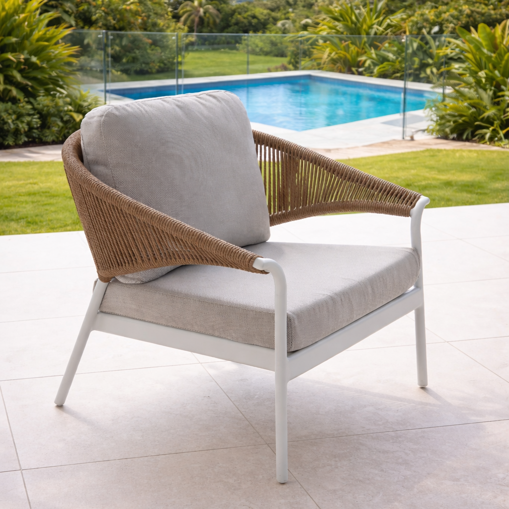 Celia Lounge Setting - 3 pce White | Natural