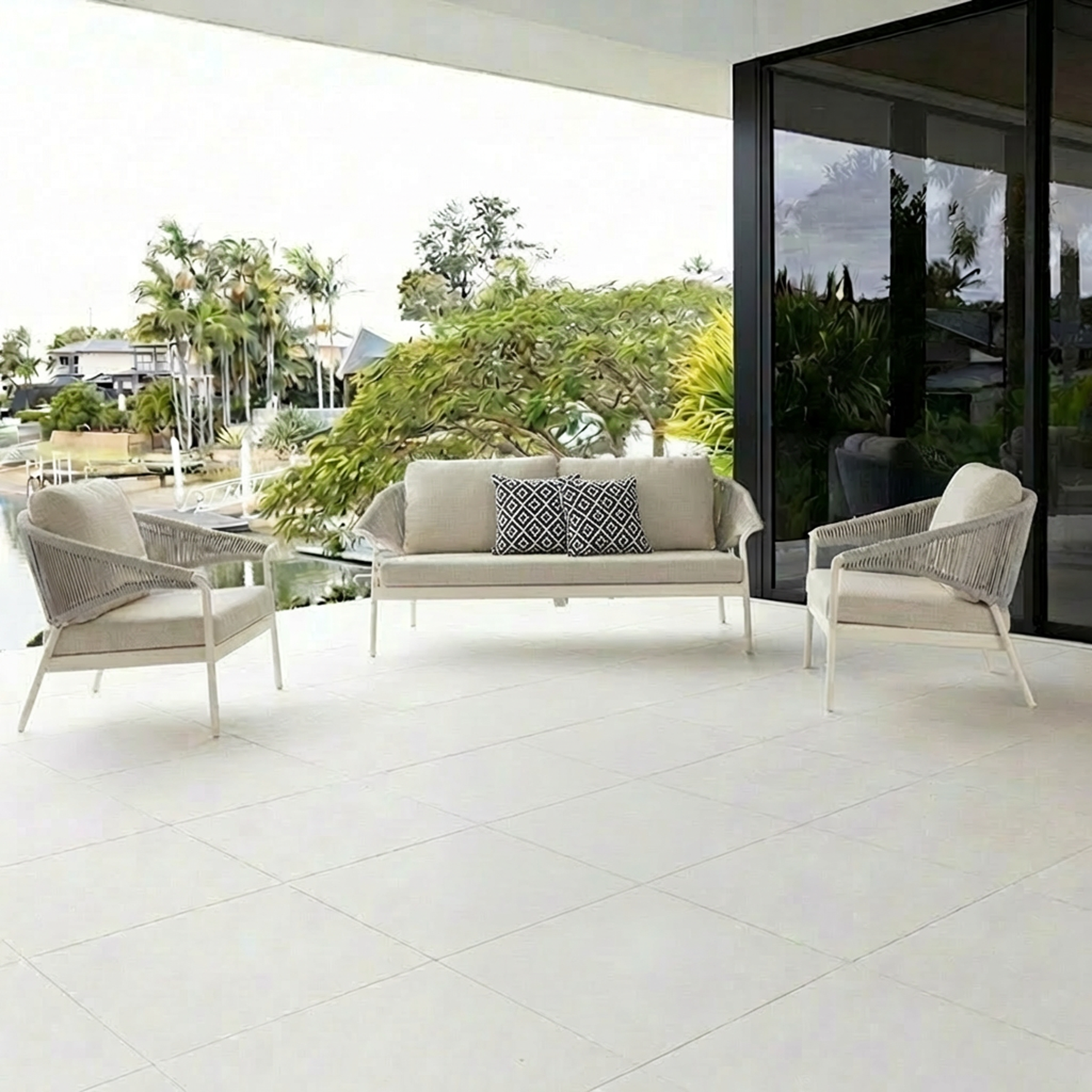 3 PCE CELIA LOUNGE SETTING IVORY/DOVE/STONE