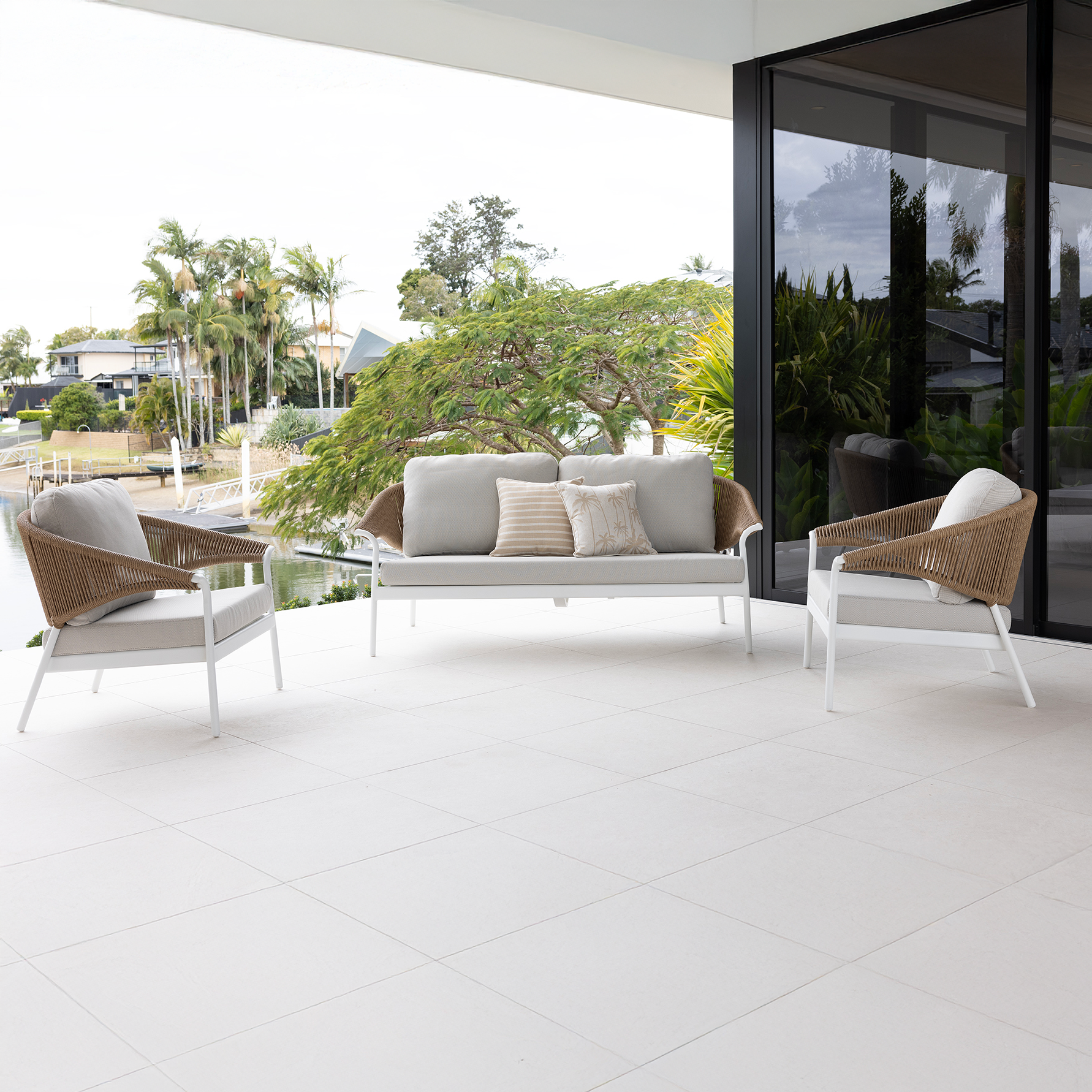 Celia Lounge Setting - 3 pce White | Natural