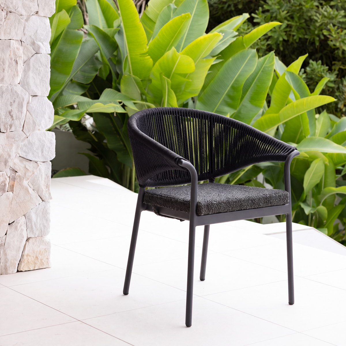 CELIA DINING CHAIR CHARCOAL/BLK/CHARCOAL BOUCLE
