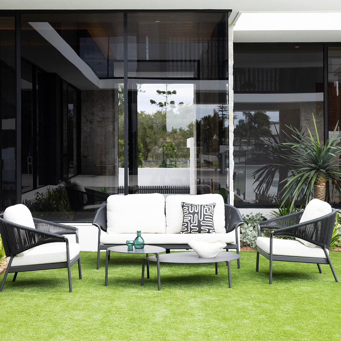 Celia Lounge Setting - 5 pce Charcoal | Stone