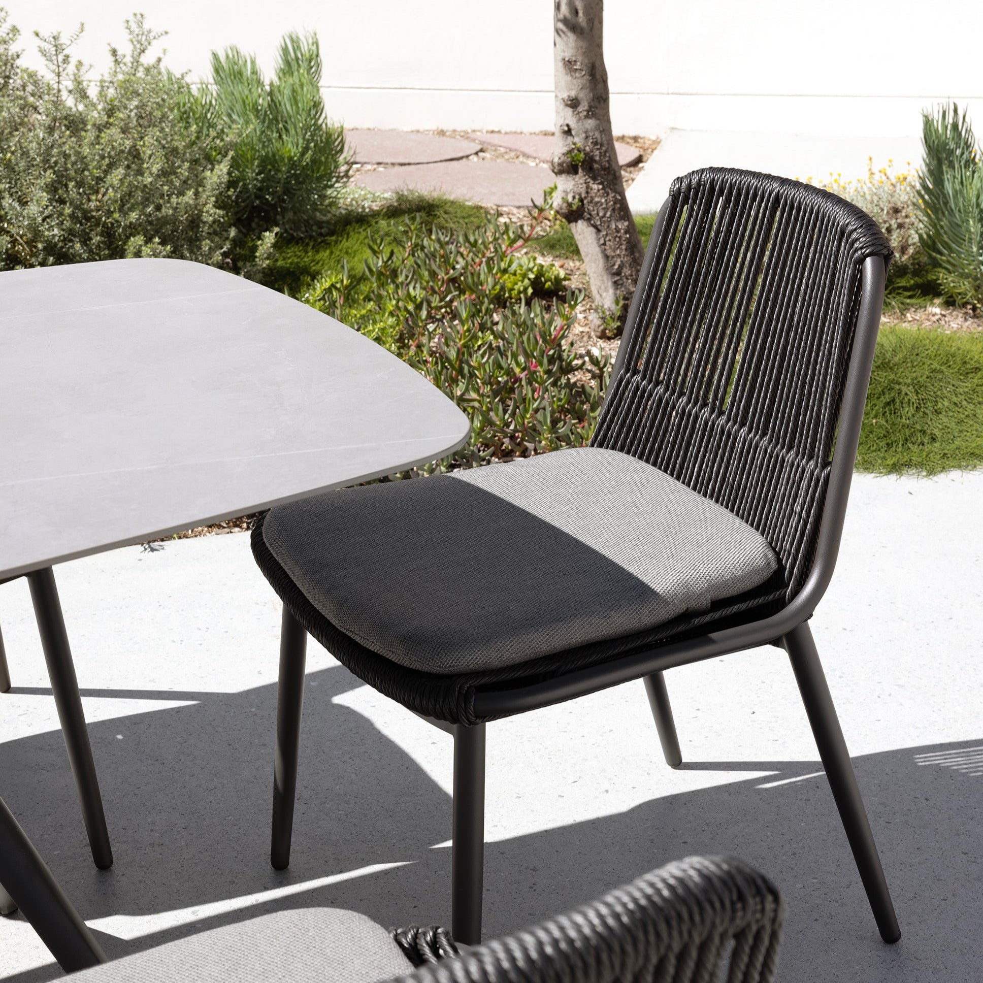 Amalfi & Arona Dining Setting - 7pce Charcoal/Blk
