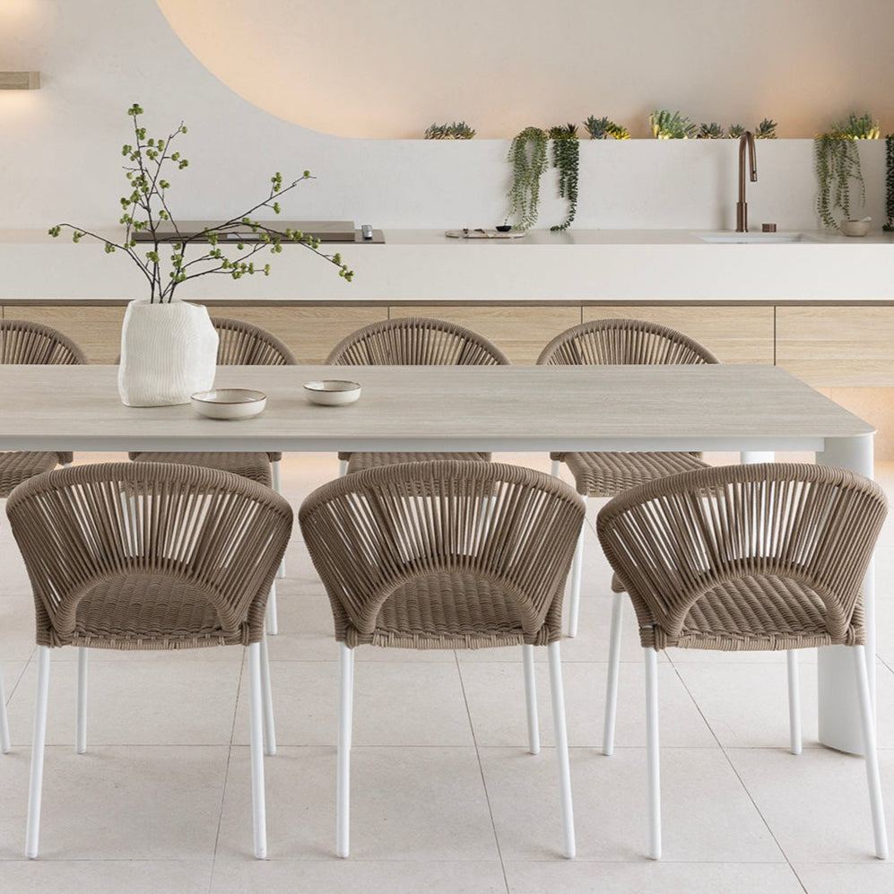 Rhonda & Holly Dining Setting - 9 pce White | Natural