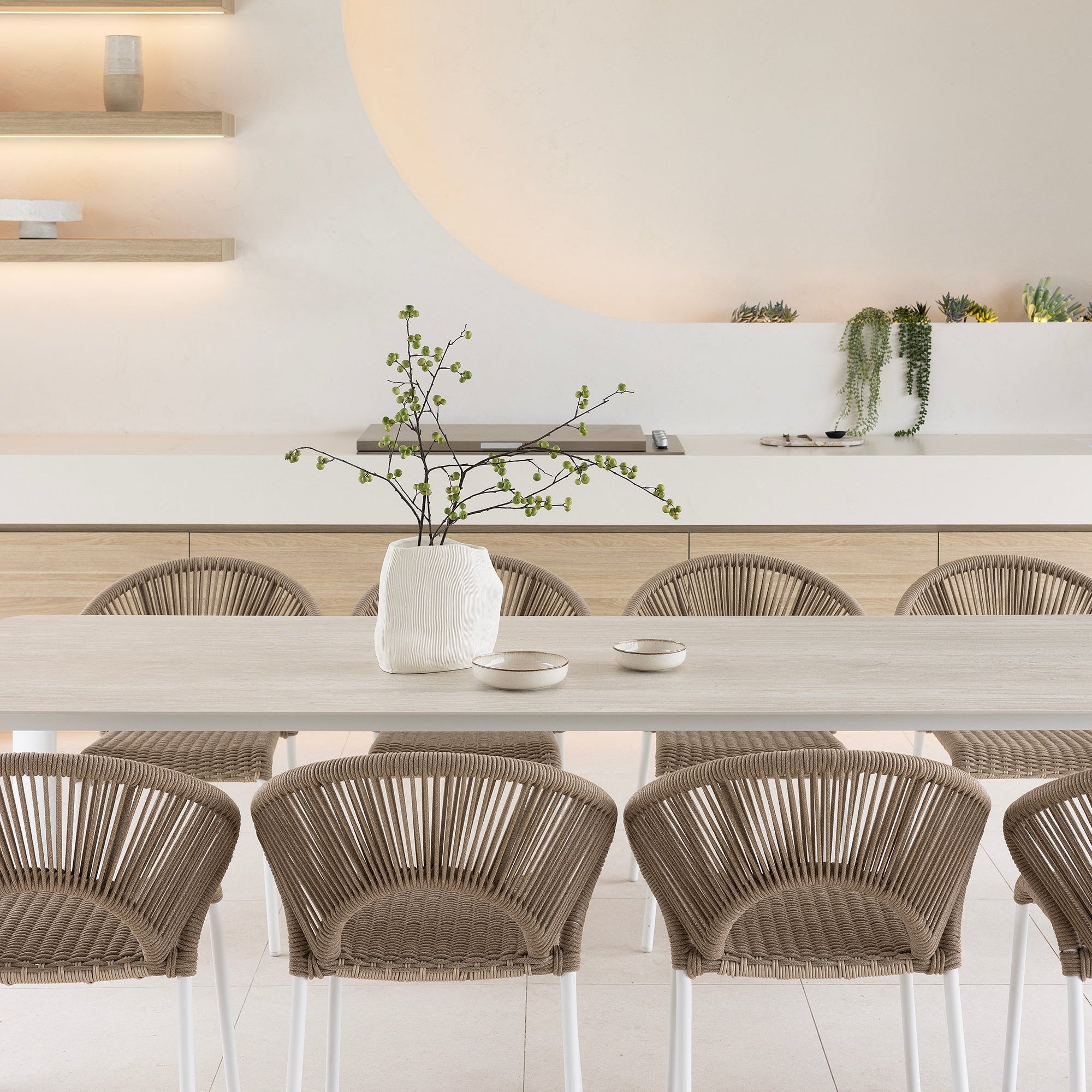 Rhonda & Holly Dining Setting - 9 pce White | Natural