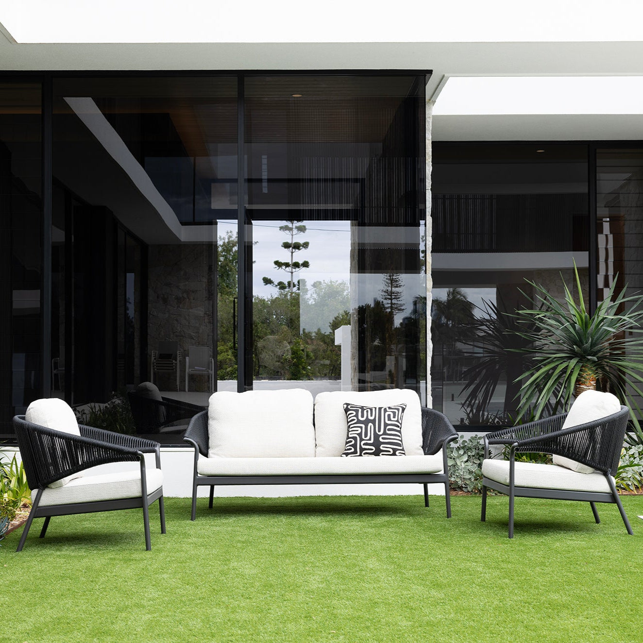 Celia Lounge Setting - 3 pce Charcoal | Stone