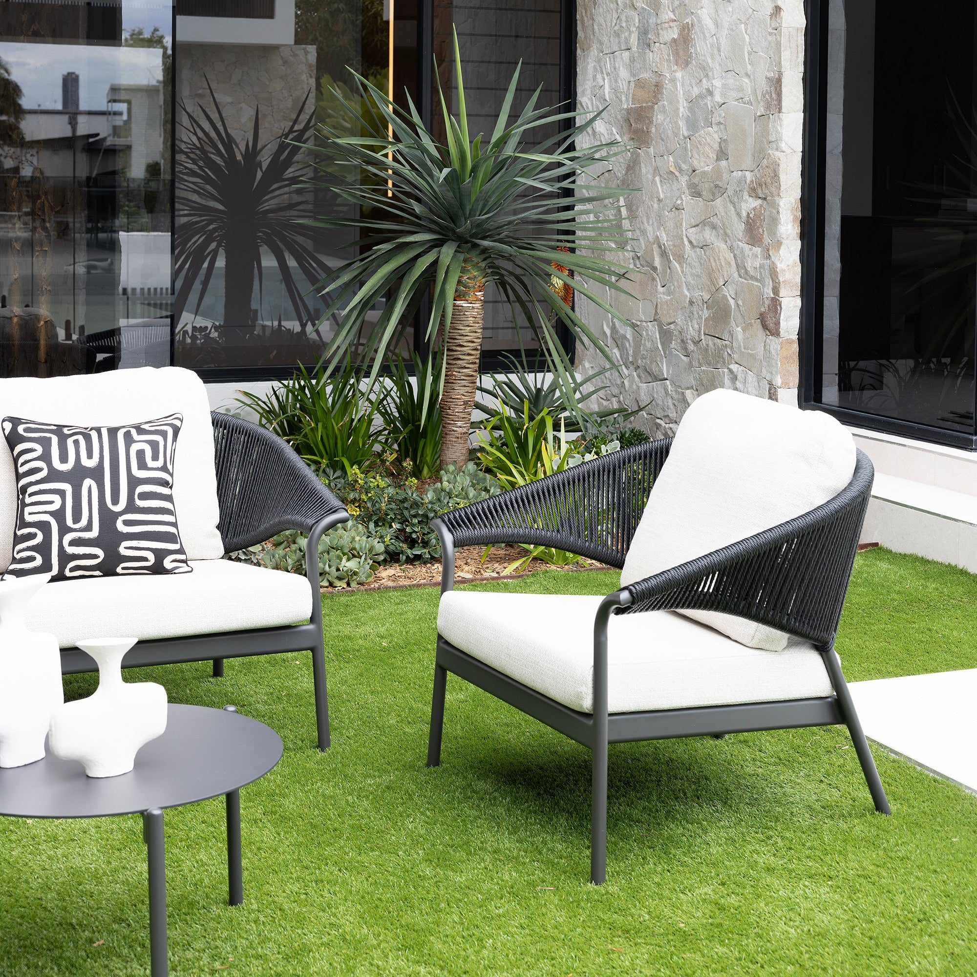 Celia Lounge Setting - 5 pce Charcoal | Stone