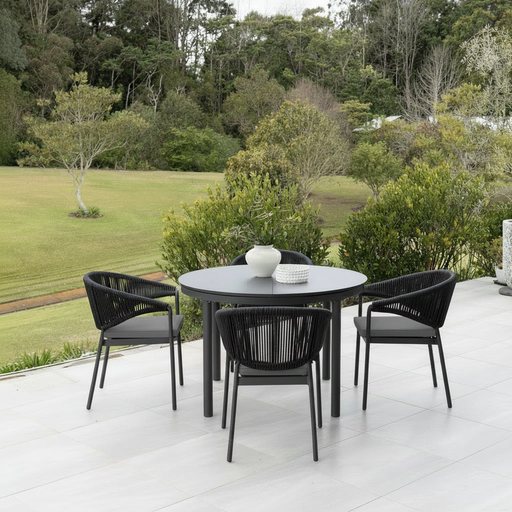 Globe Extension & Celia Dining Setting - 5 pce Charcoal/Charcoal