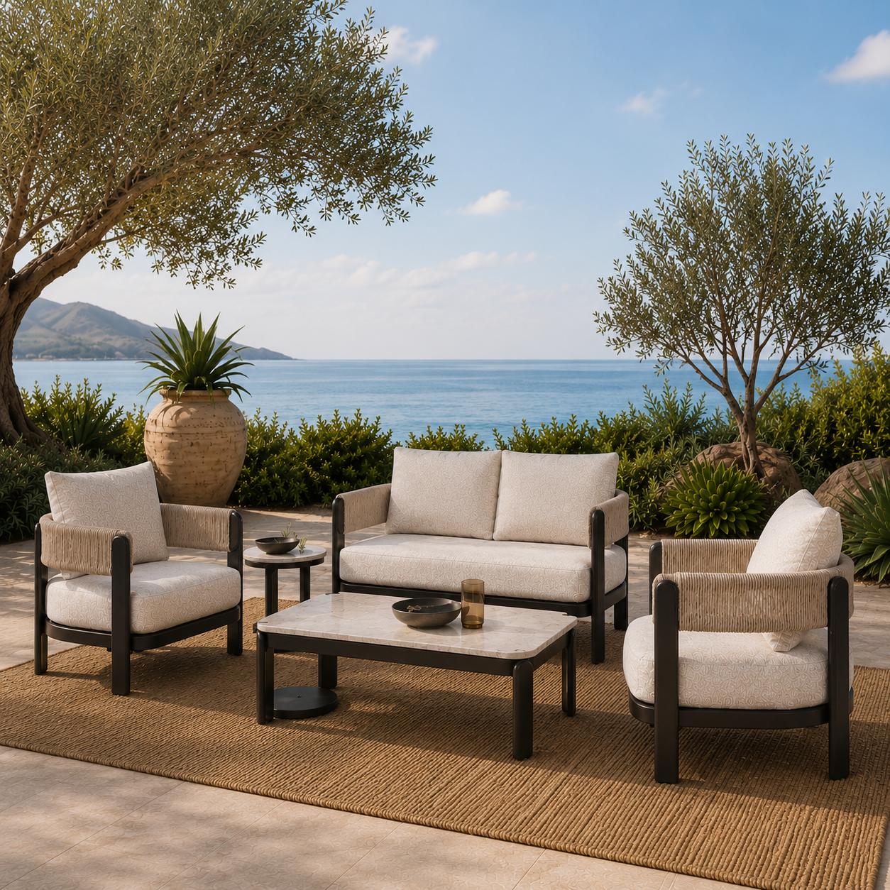 Harbour Lounge Setting - 4 pce Umbria | Beige Boucle