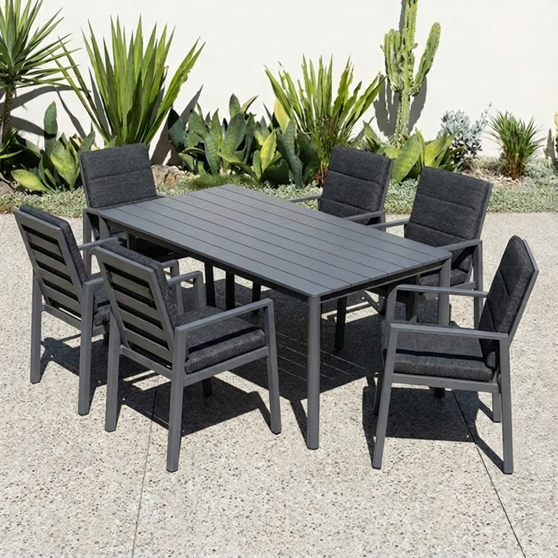 MESA & TREND DINING SETTING - 7 PCE CHARCOAL