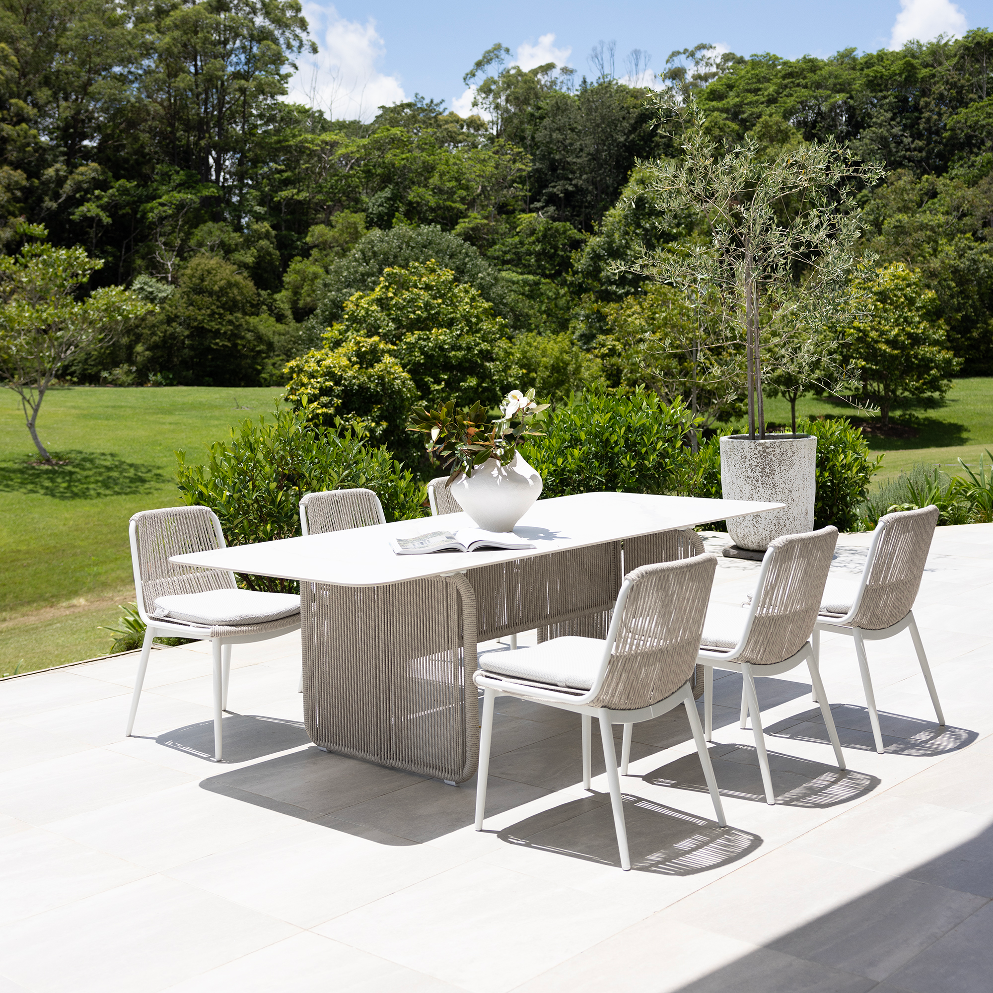 Novara & Arona Dining Setting - 7 pce Dove Grey