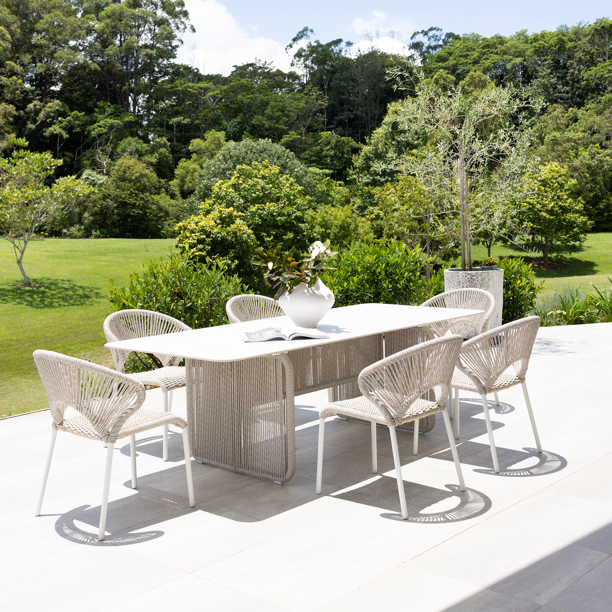 Novara & Holly Dining Setting - 7pce Grey (Floor Stock)
