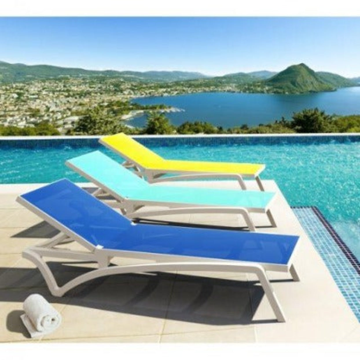 Pacific Sunlounger - White Blue