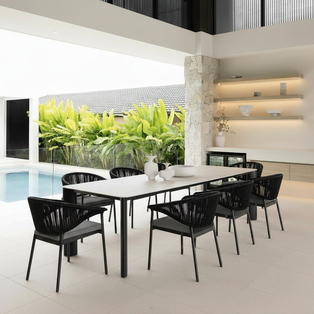 RHONDA & CELIA DINING SETTING - 9 PCE BLACK