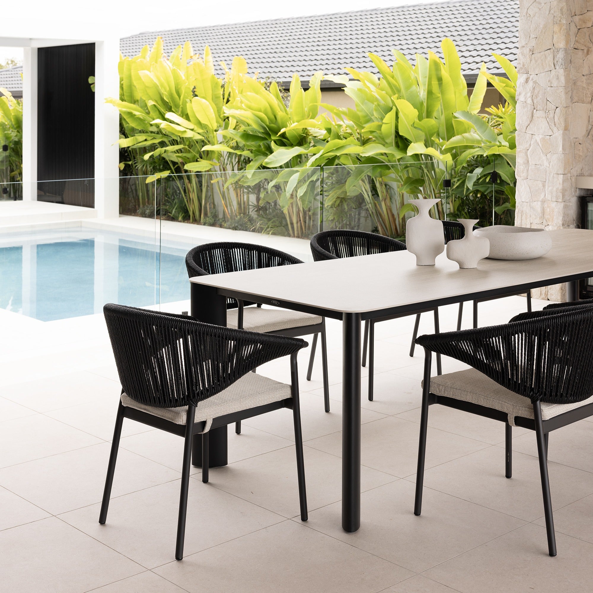 RHONDA & CELIA DINING SETTING - 9 PCE BLACK
