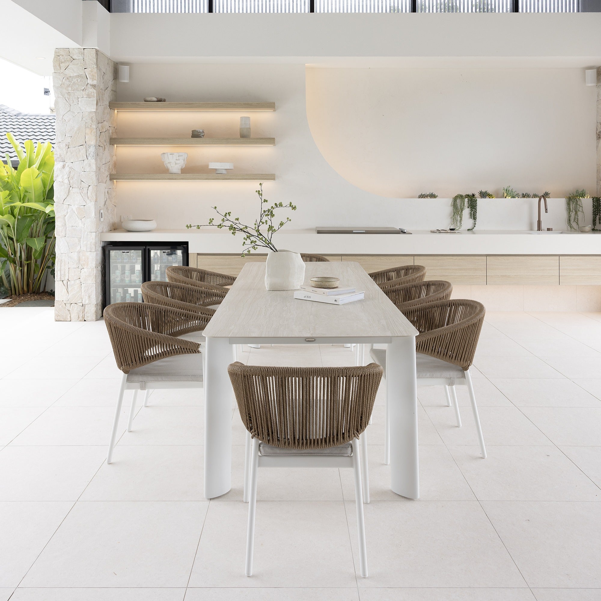 RHONDA & CELIA DINING SETTING - 9 PCE WHITE