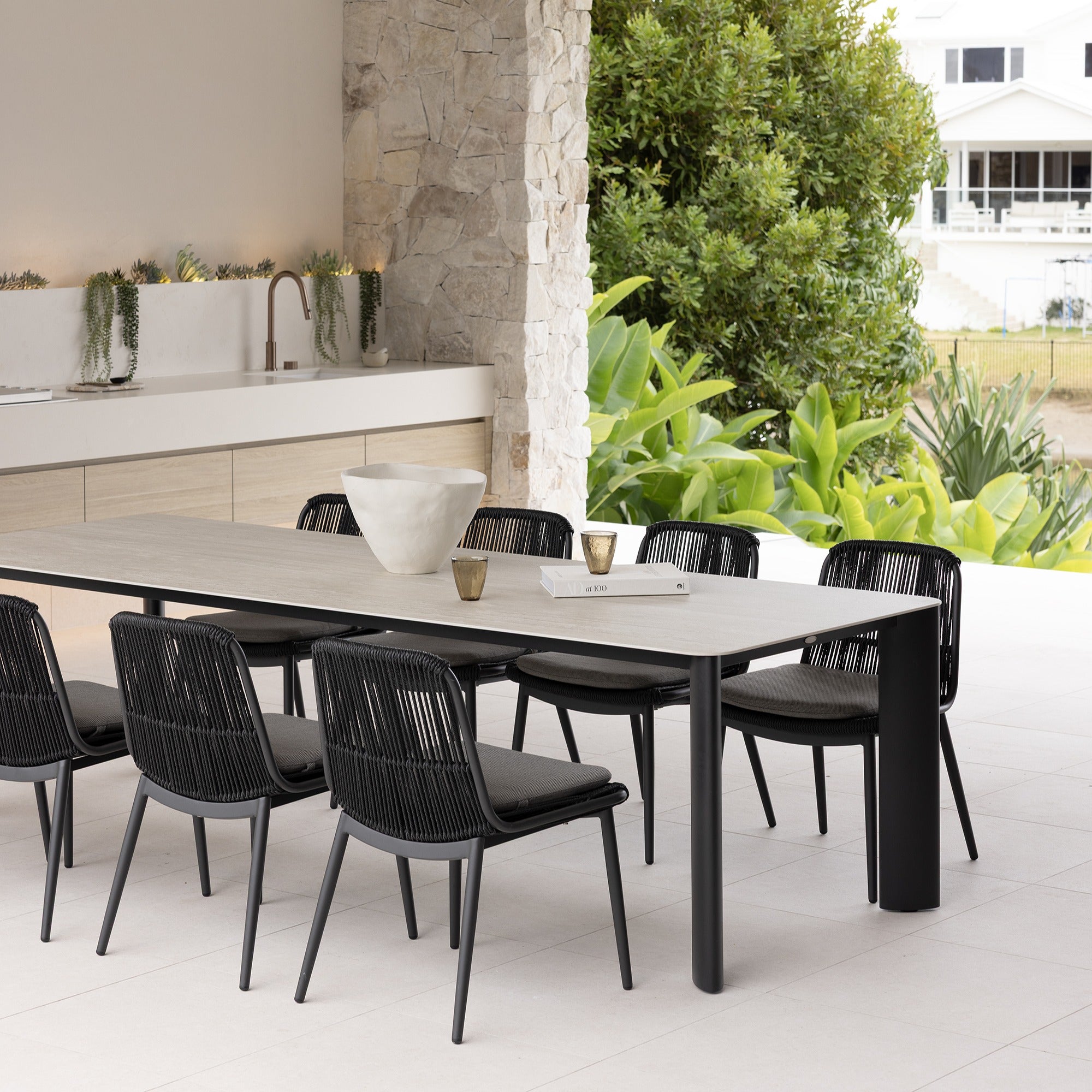 RHONDA & ARONA DINING SETTING - 9 PCE BLACK