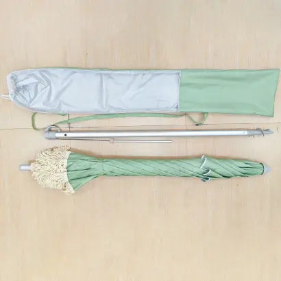 FRINGE 210CM BEACH UMBRELLA - SAGE