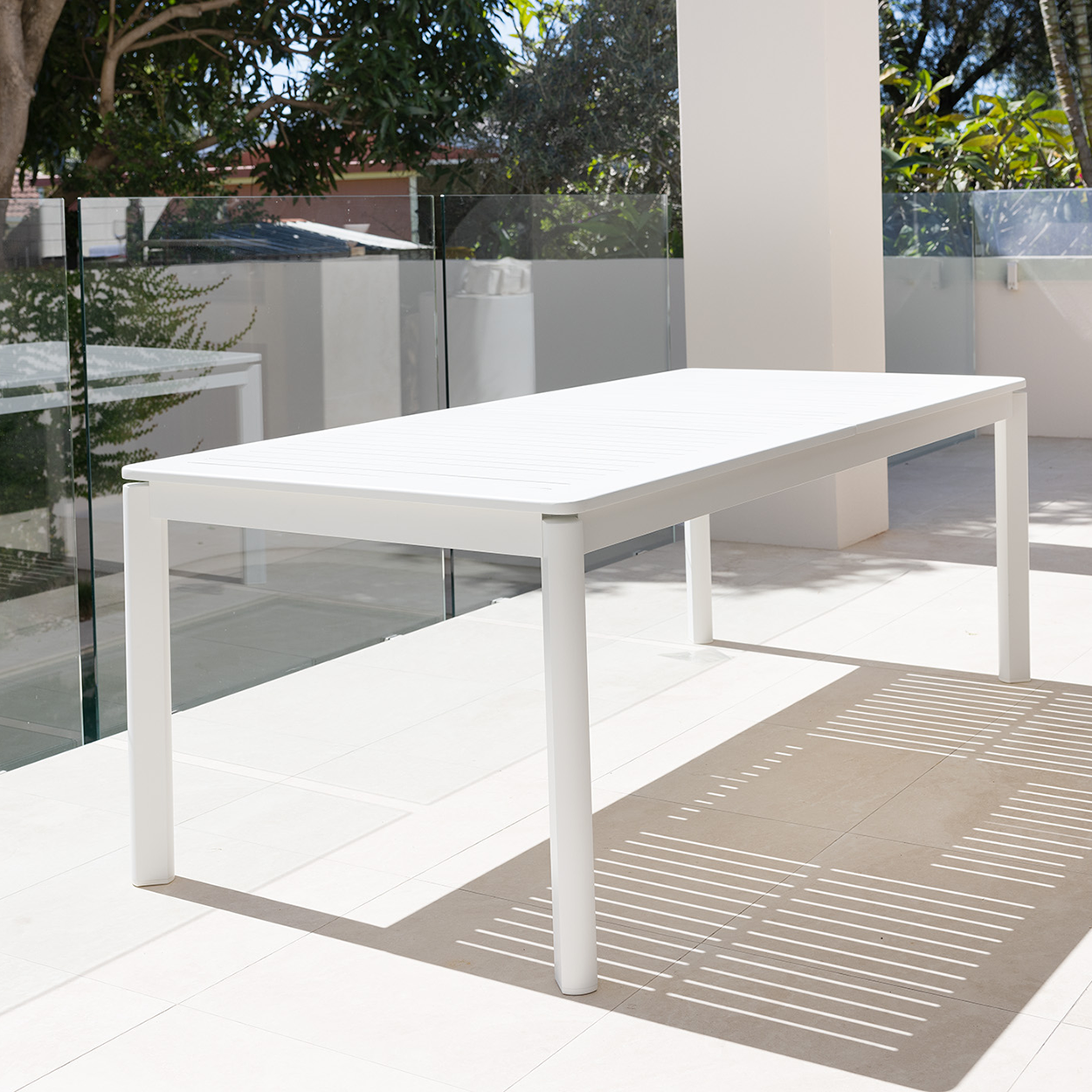 Salandra Extension & Chic Dining Setting - 7 pce White/Pebble