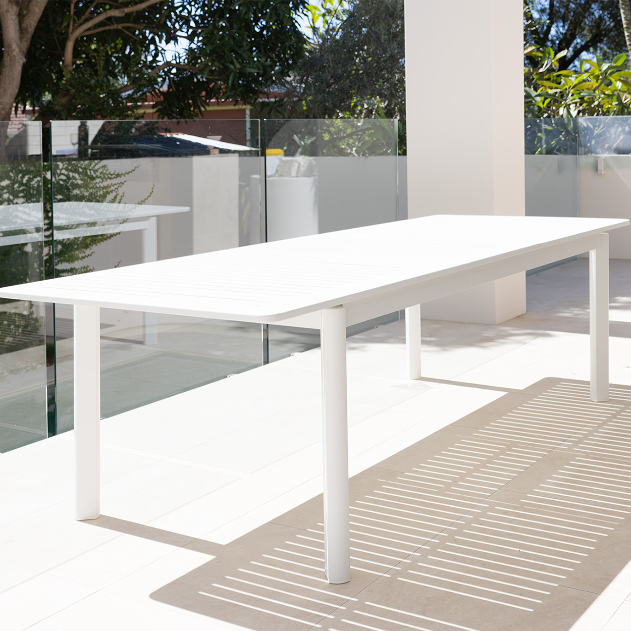 Salandra Extension & Chic Dining Setting - 7 pce White/Pebble