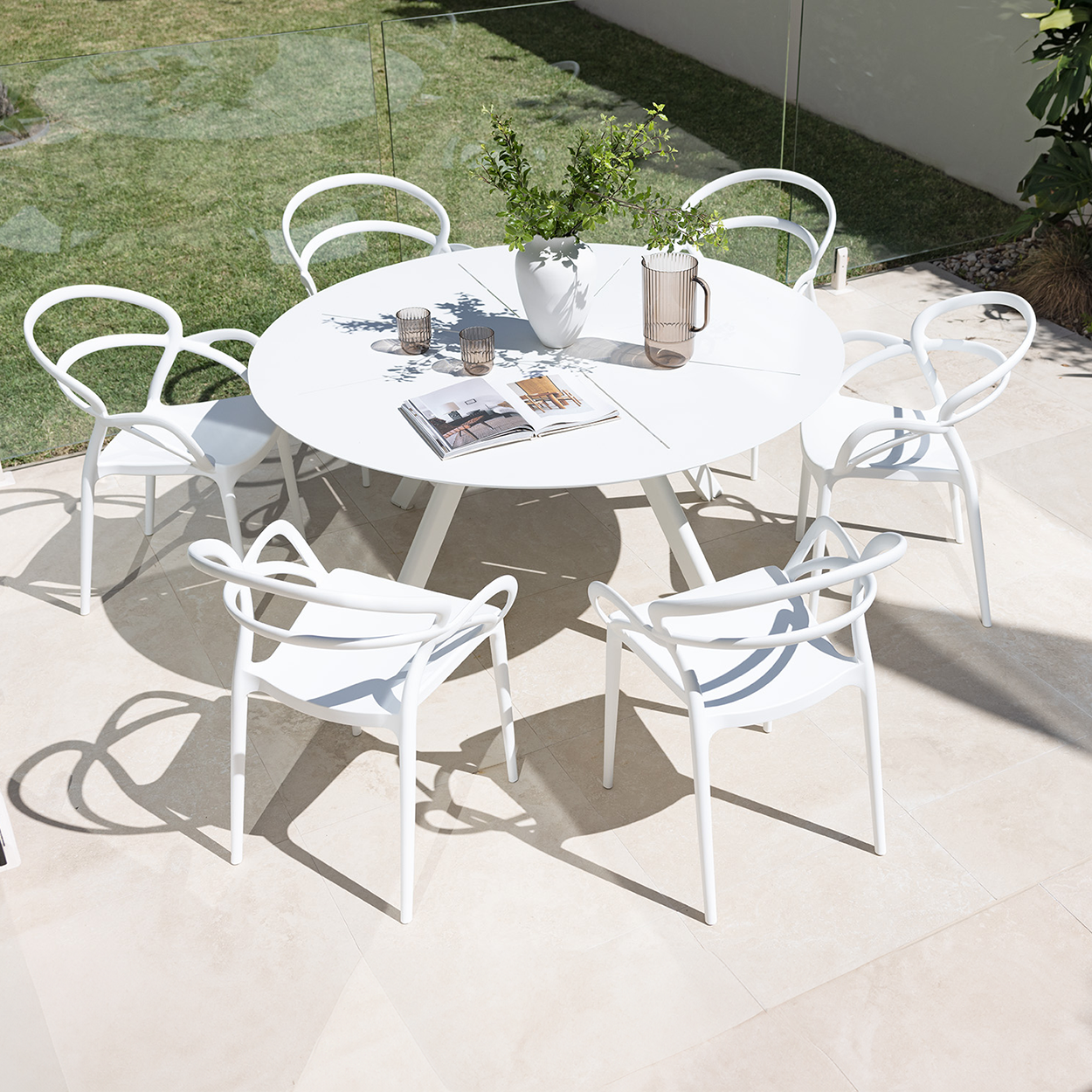 Estella & Ostuni Dining Setting - 7 pce White