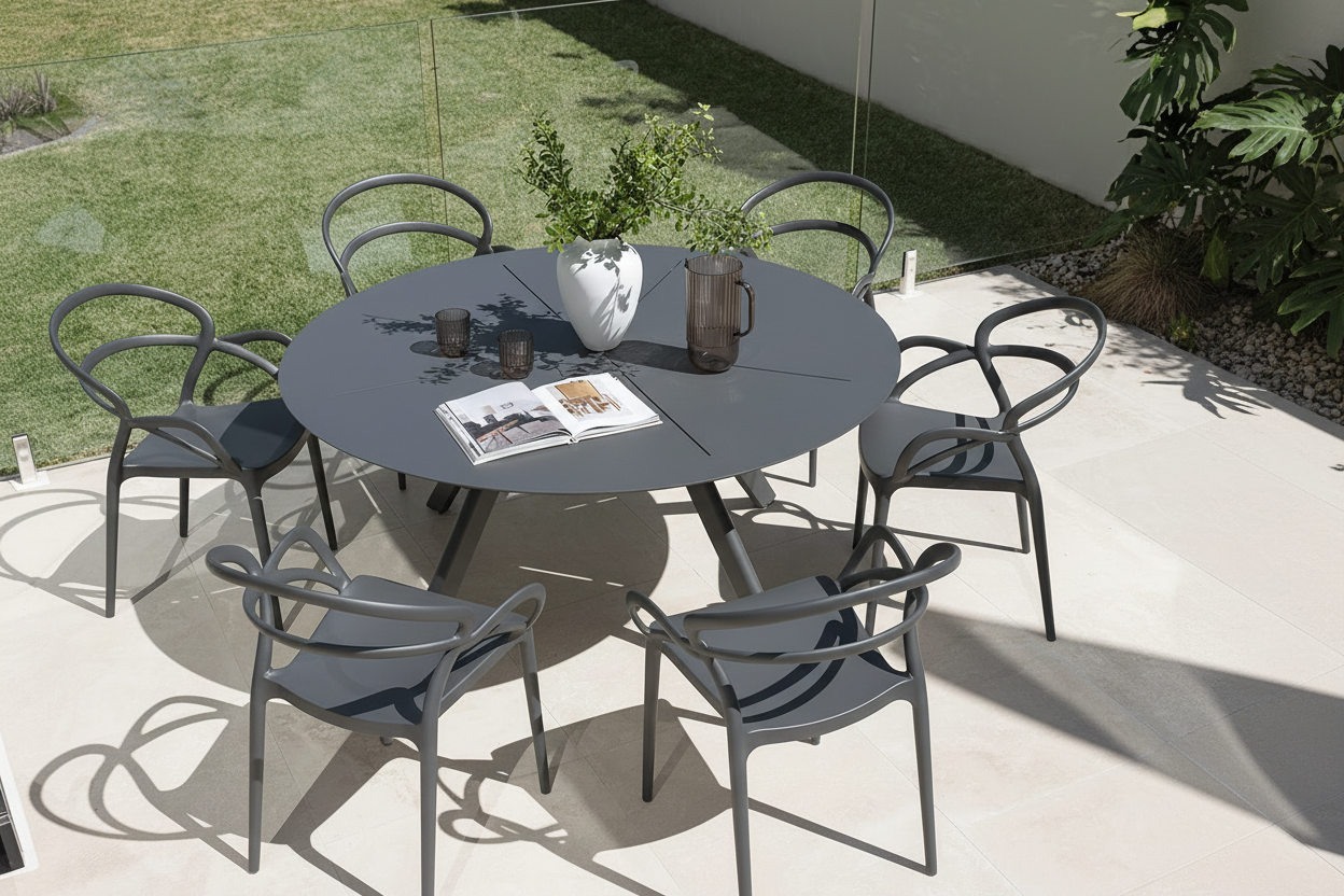 Estella & Ostuni Dining Setting - 7 pce Charcoal