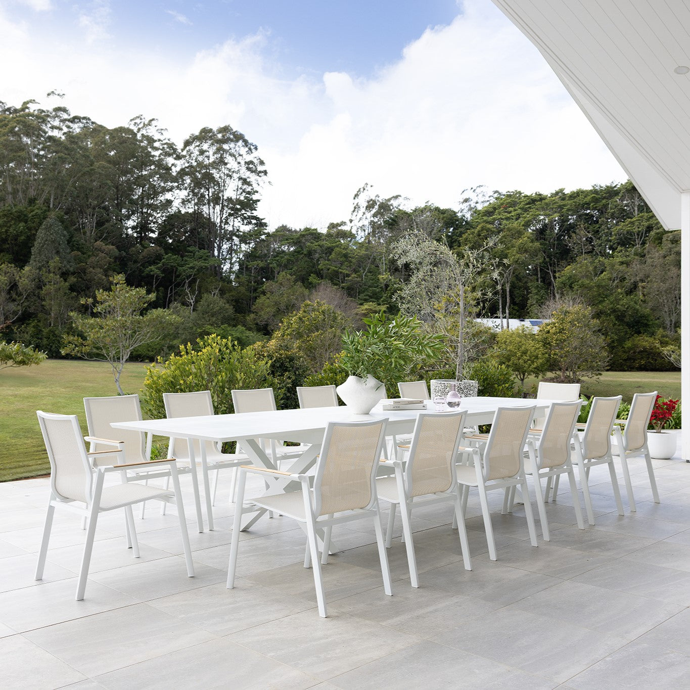 TROPEA EXTENSION & LUCA DINING LARGE - 15 PCE WHITE