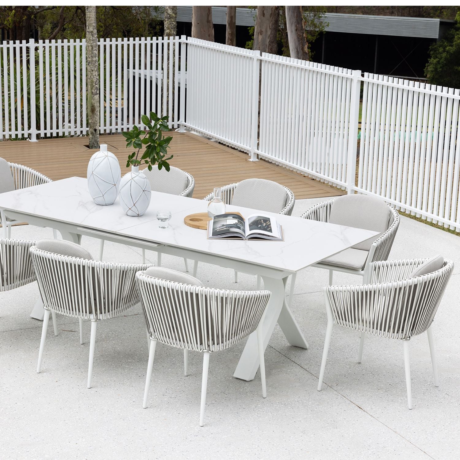 Carson Extension & Artemis Peapod Dining Setting - 9pce White