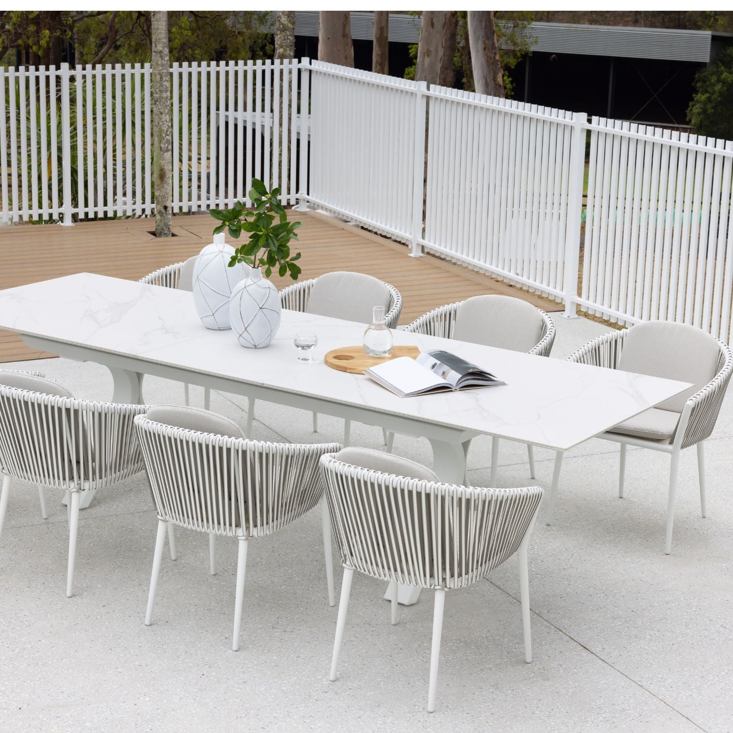 Carson Extension & Artemis Peapod Dining Setting - 9pce White
