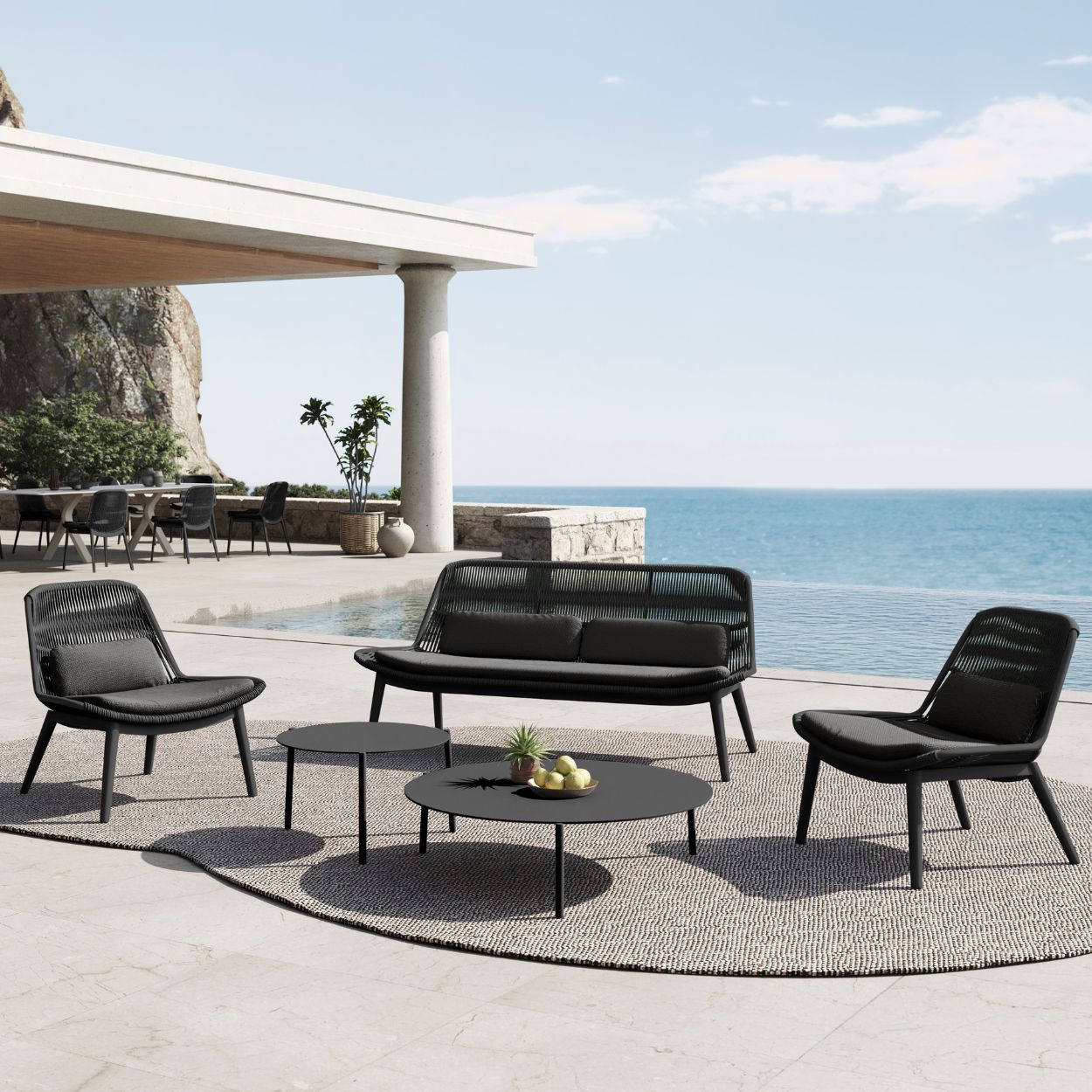 ARONA 3PCE LOUNGE SETTING - CHARCOAL/BLK