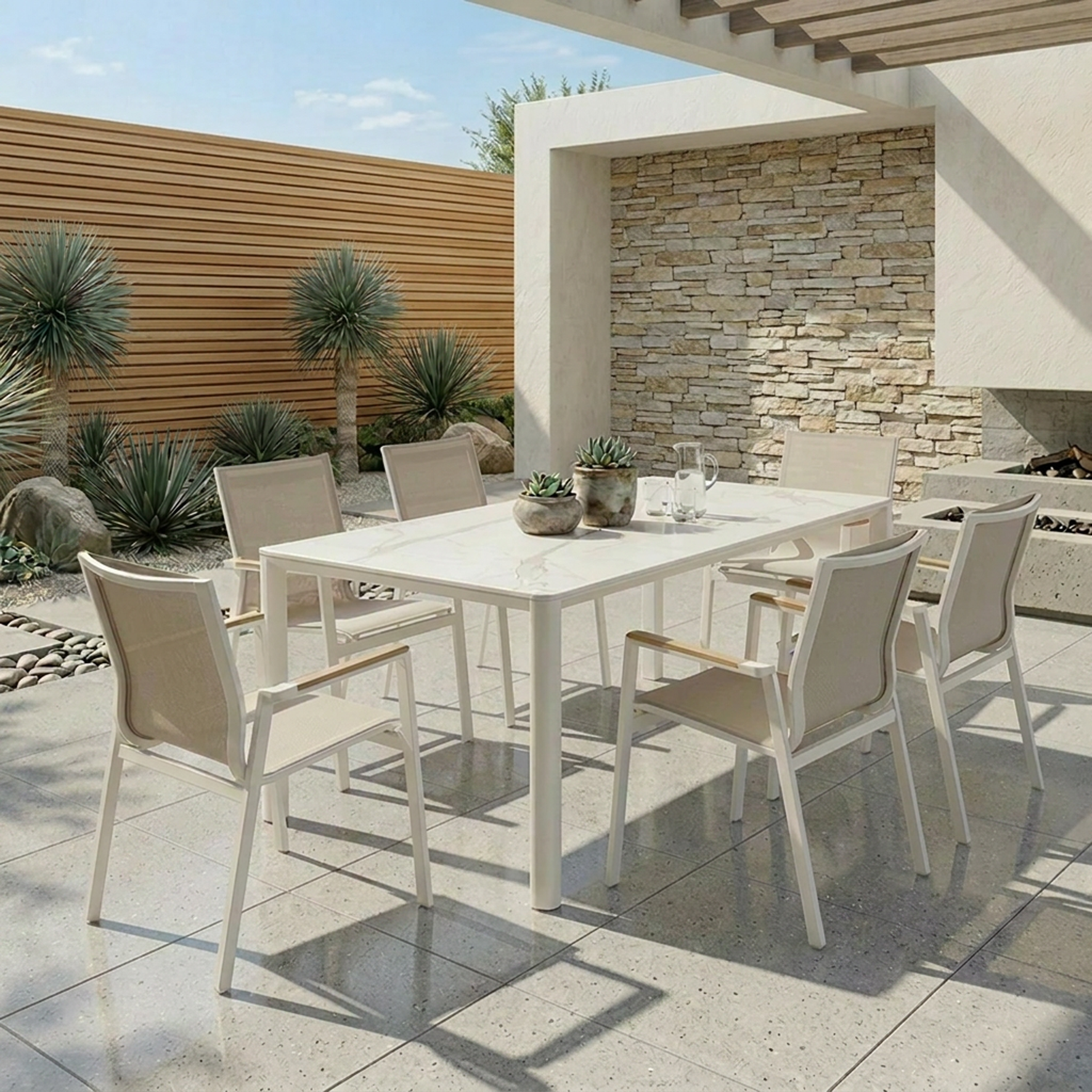 Aspen & Luca Dining Setting - 7 pce White