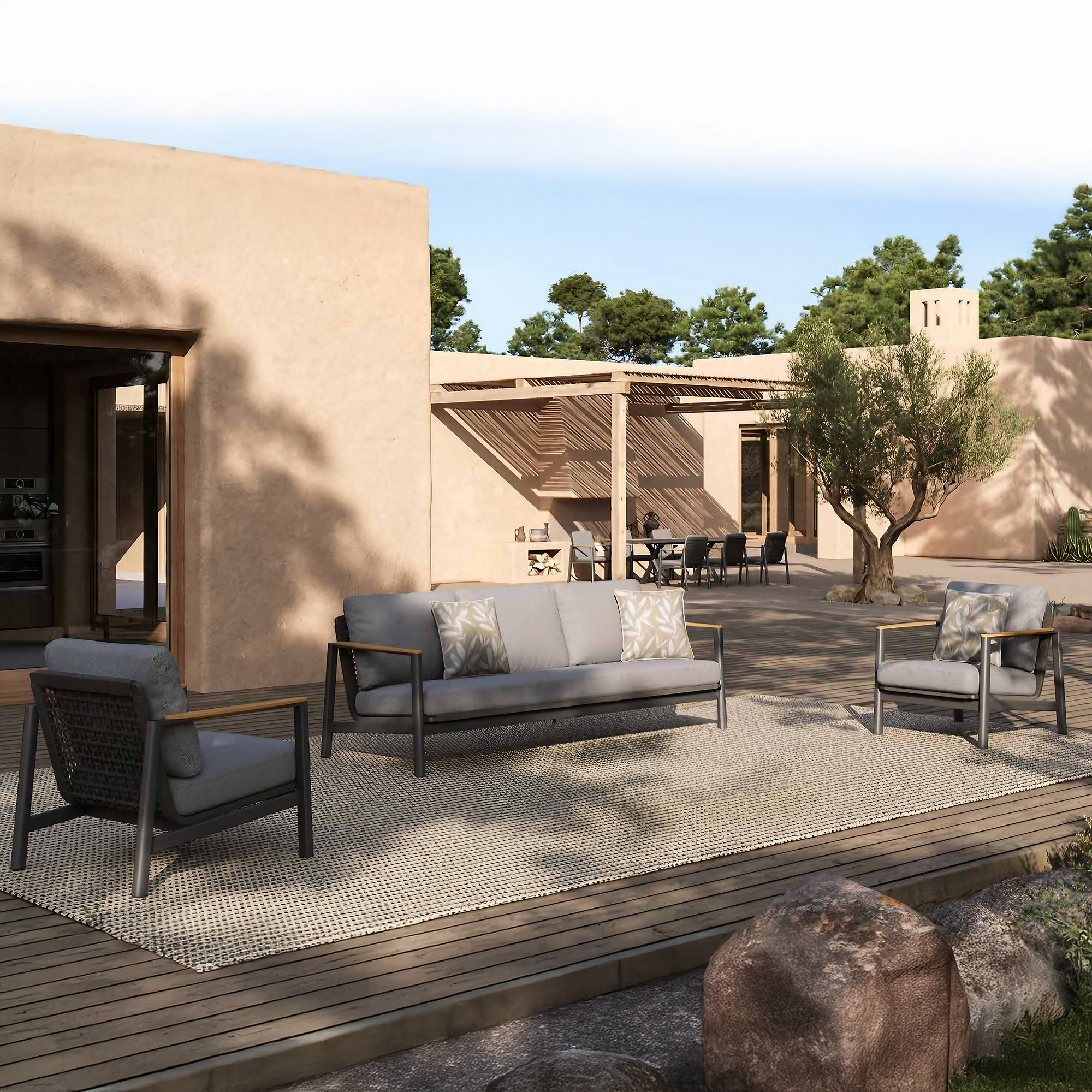 Reyne 3pce Lounge - Charcoal (Triple Sofa)