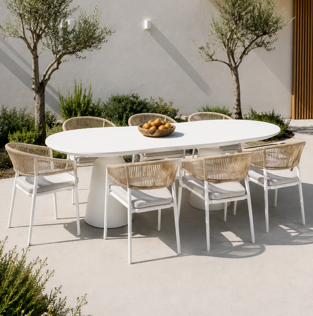 Ponte & Marbella Dining Setting - 7 pce White