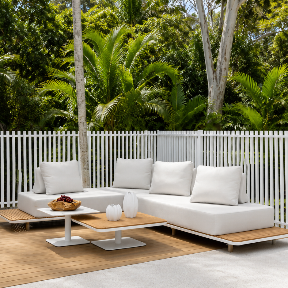 New Wave 4pce Lounge Setting - White/Coconut