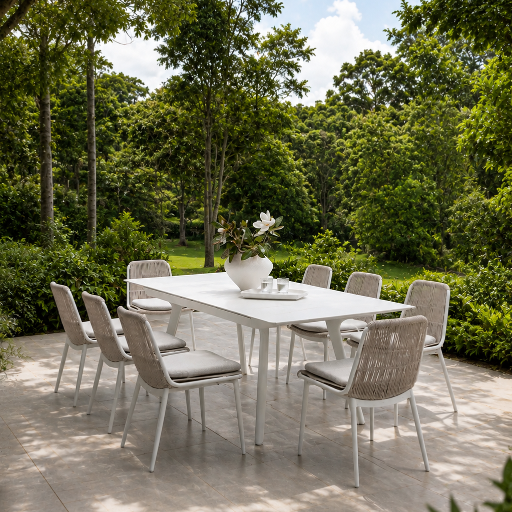 Tavolo & Arona Dining Setting - 9pce Grey