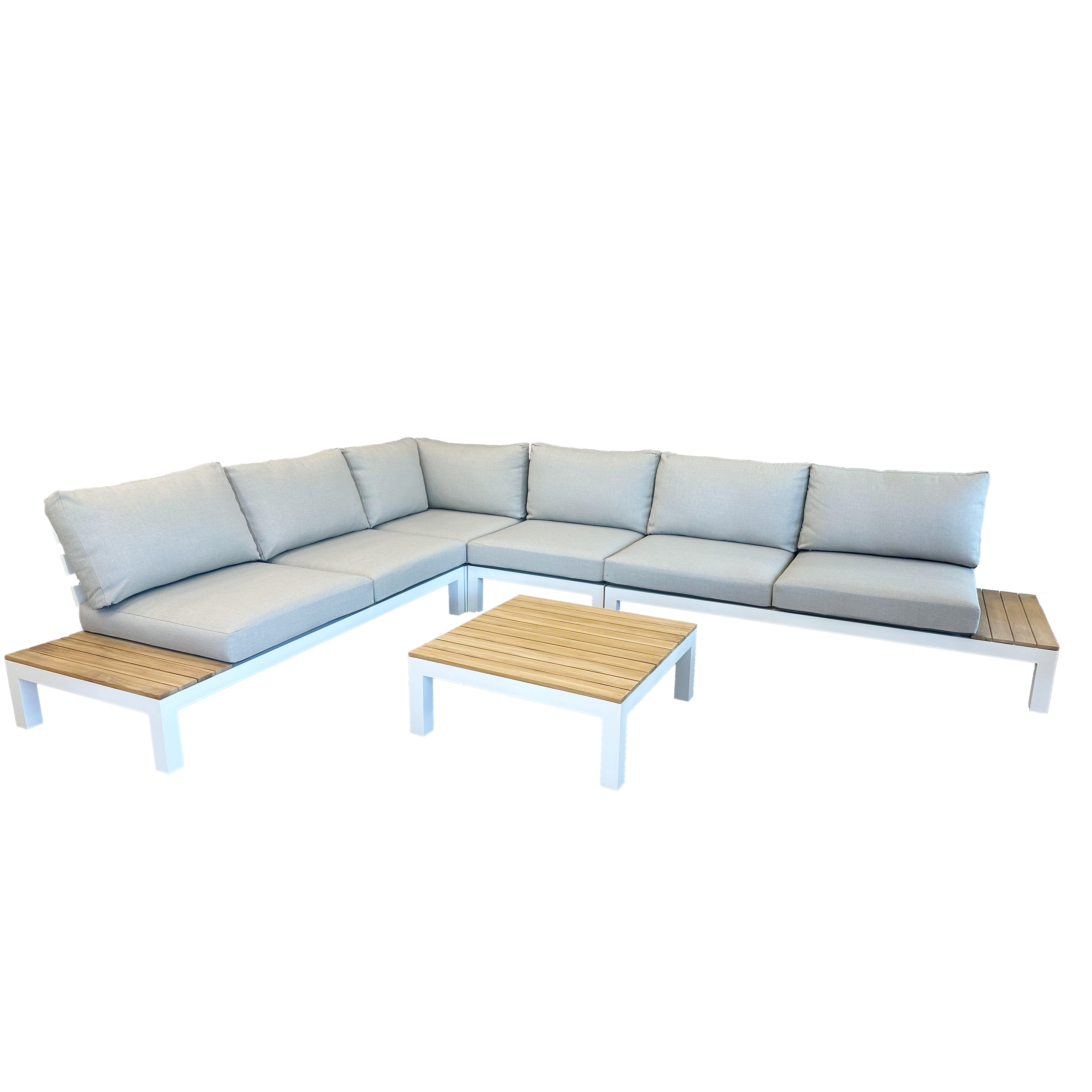 VITA CORNER LOUNGE 5 PCE WHITE 80CM SQ COFFEE