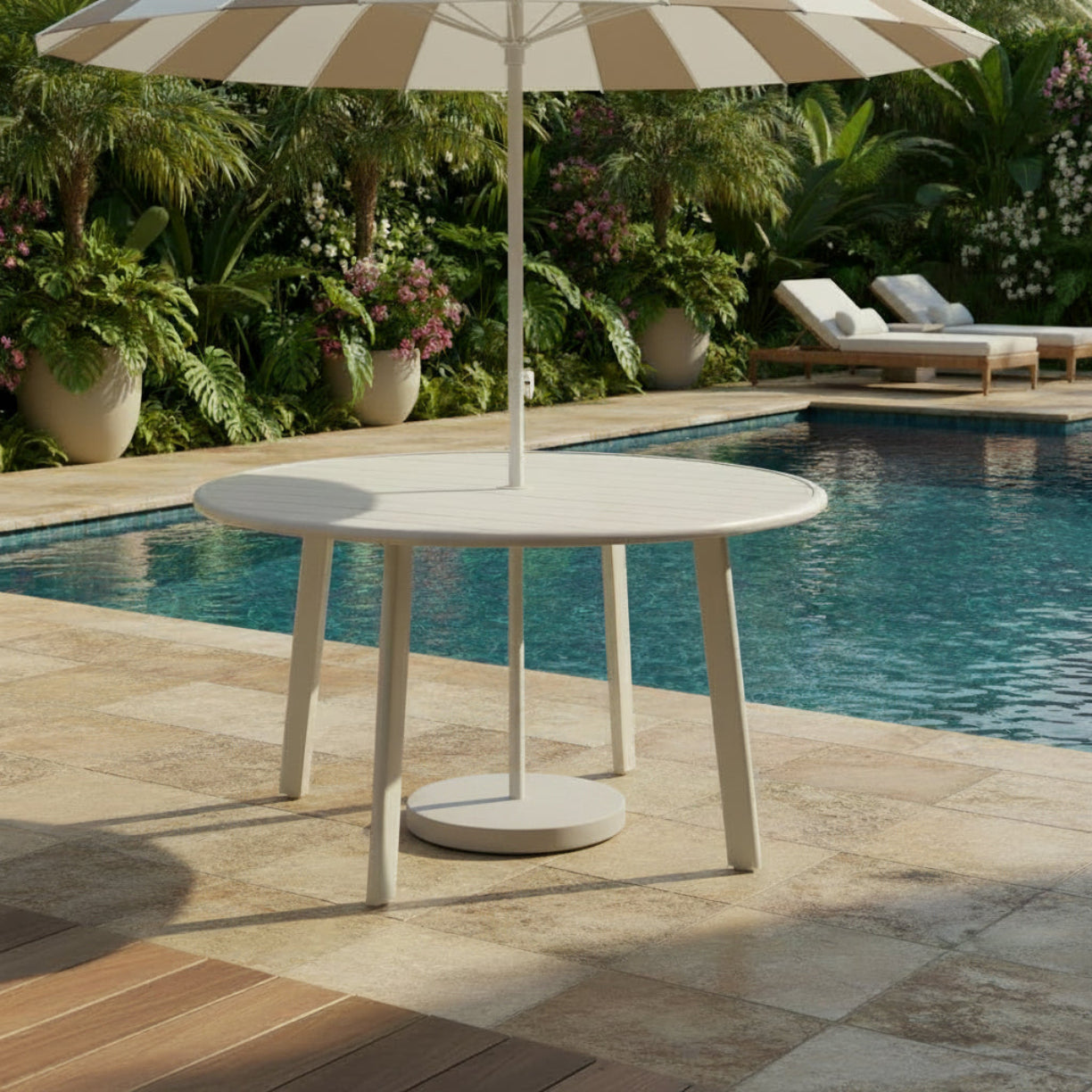 Aluminium Slat Table with Umbrella Hole