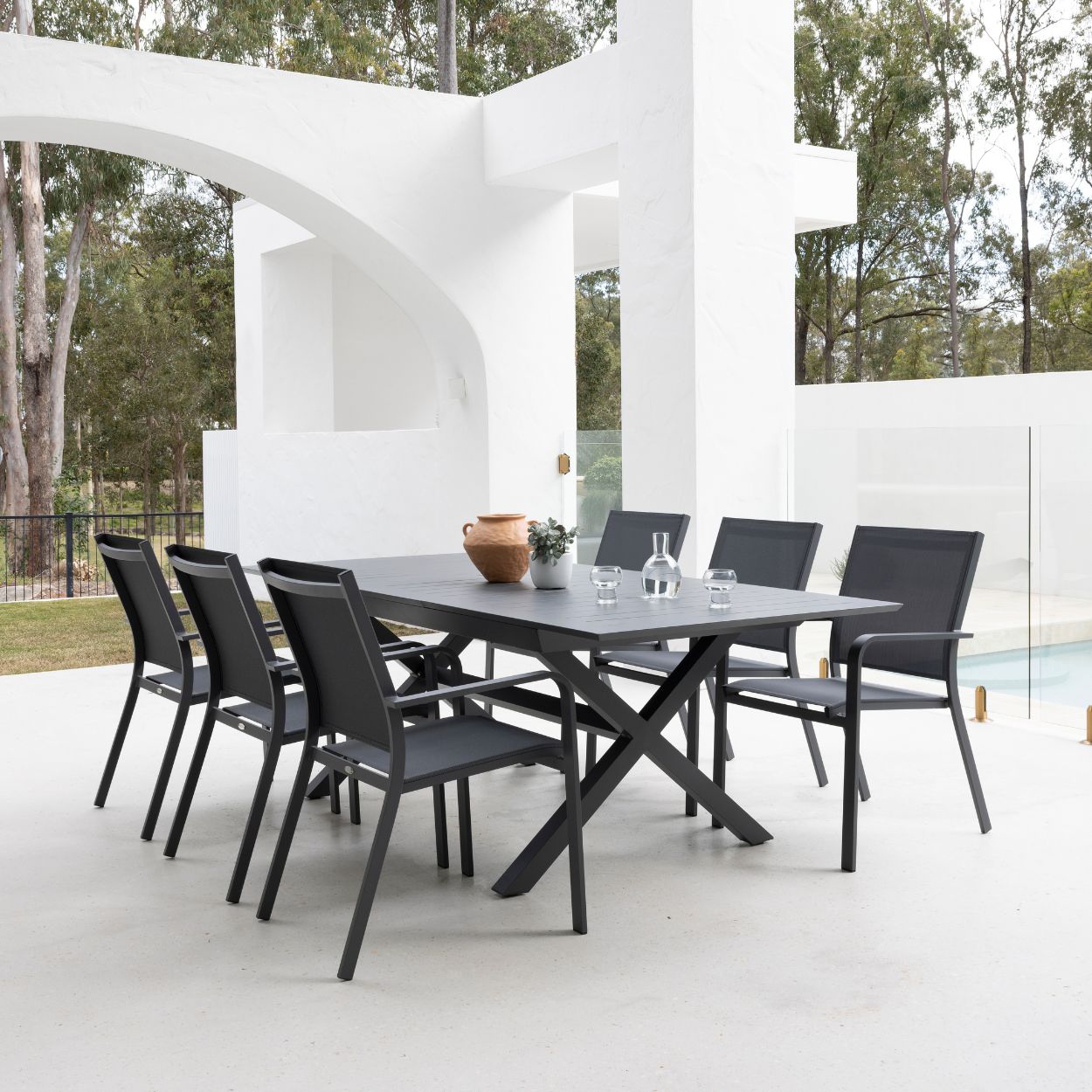Tavolo Ext & Mons Extension Dining Setting - 9 pce Charcoal
