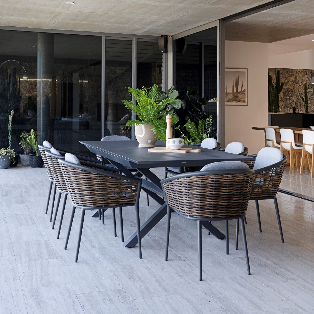 Tango & Artemis Extension Dining Setting - 7 pce Charcoal