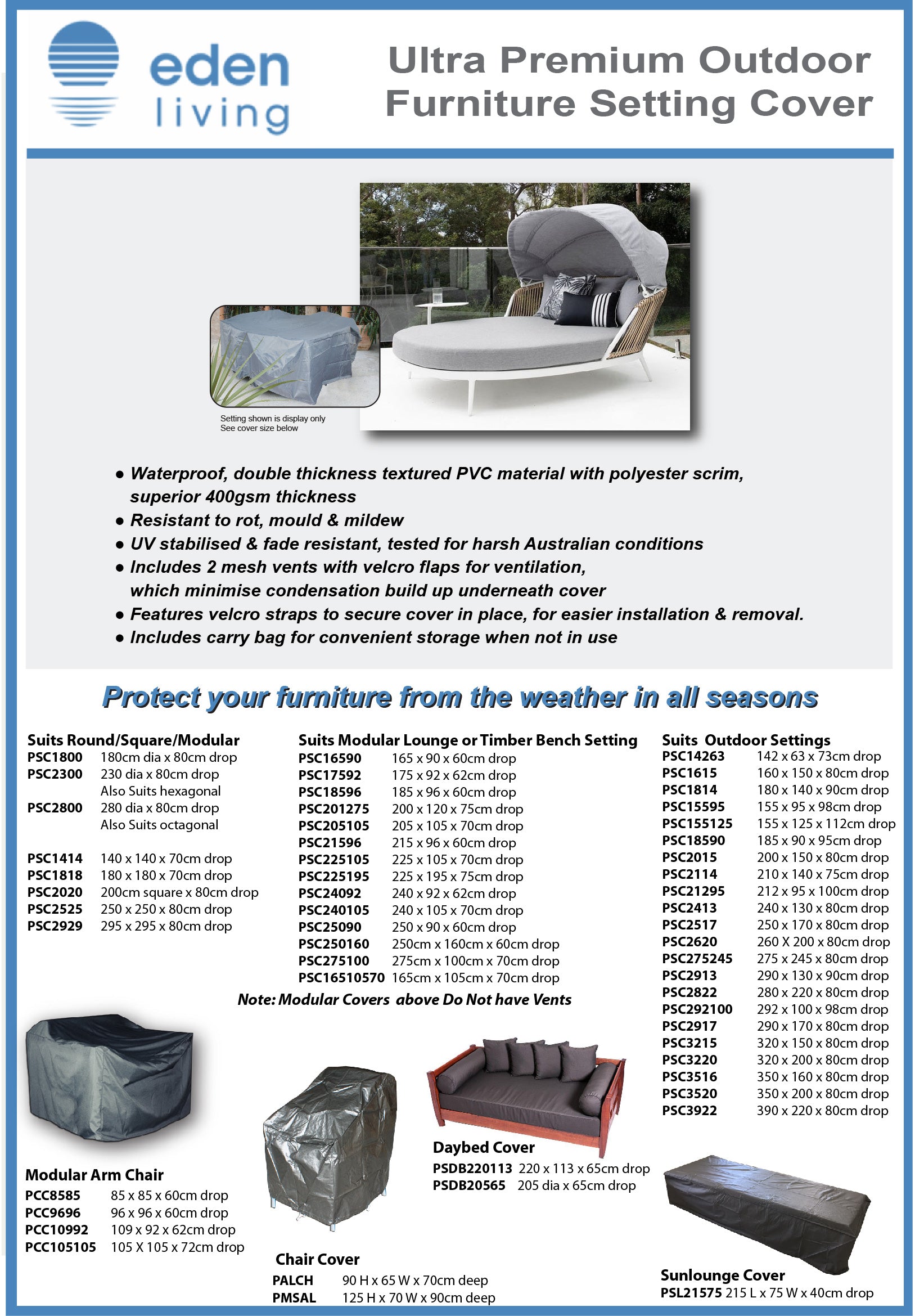 OUTDOOR FURNITURE COVERS FROM $99