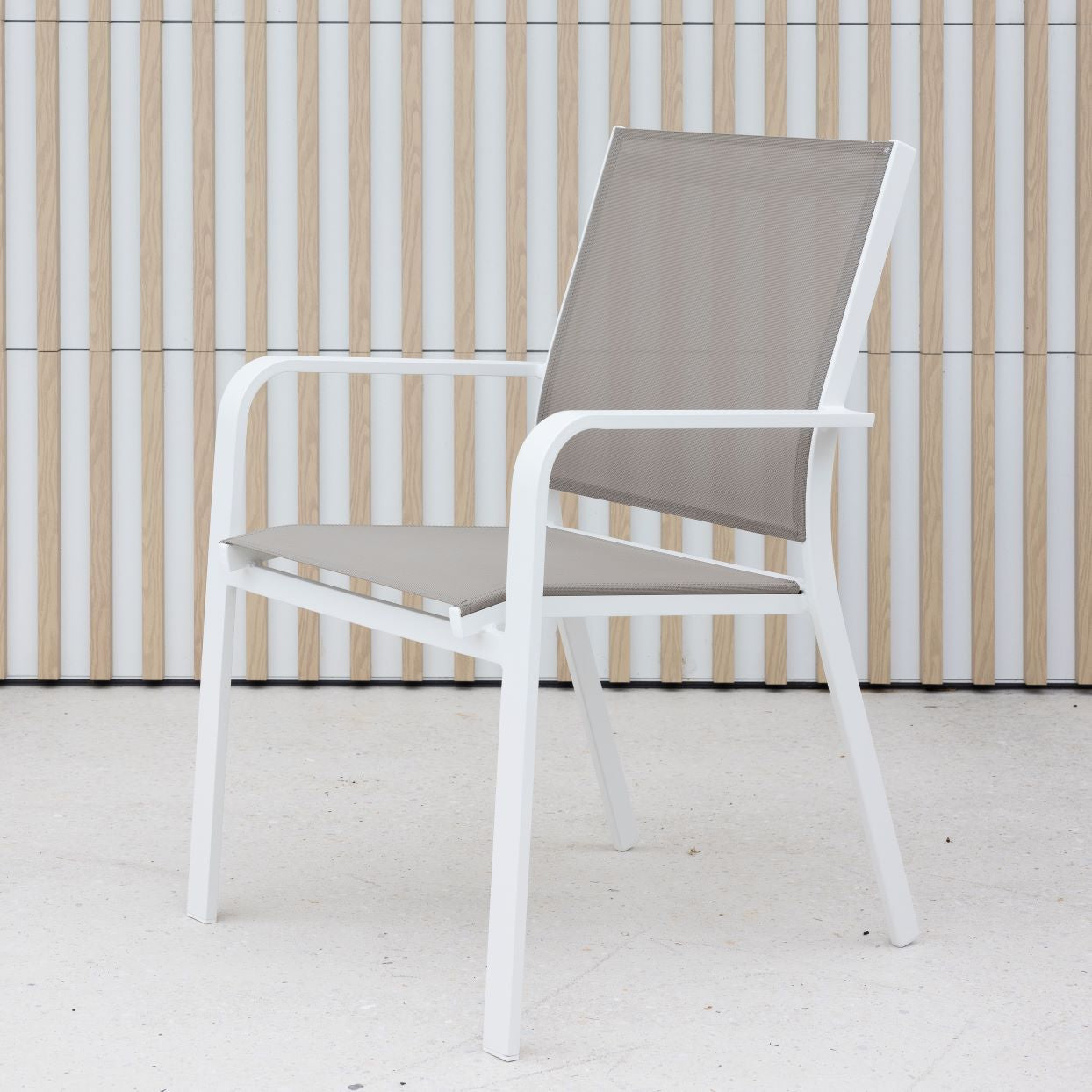 White outdoor outlet sling chairs