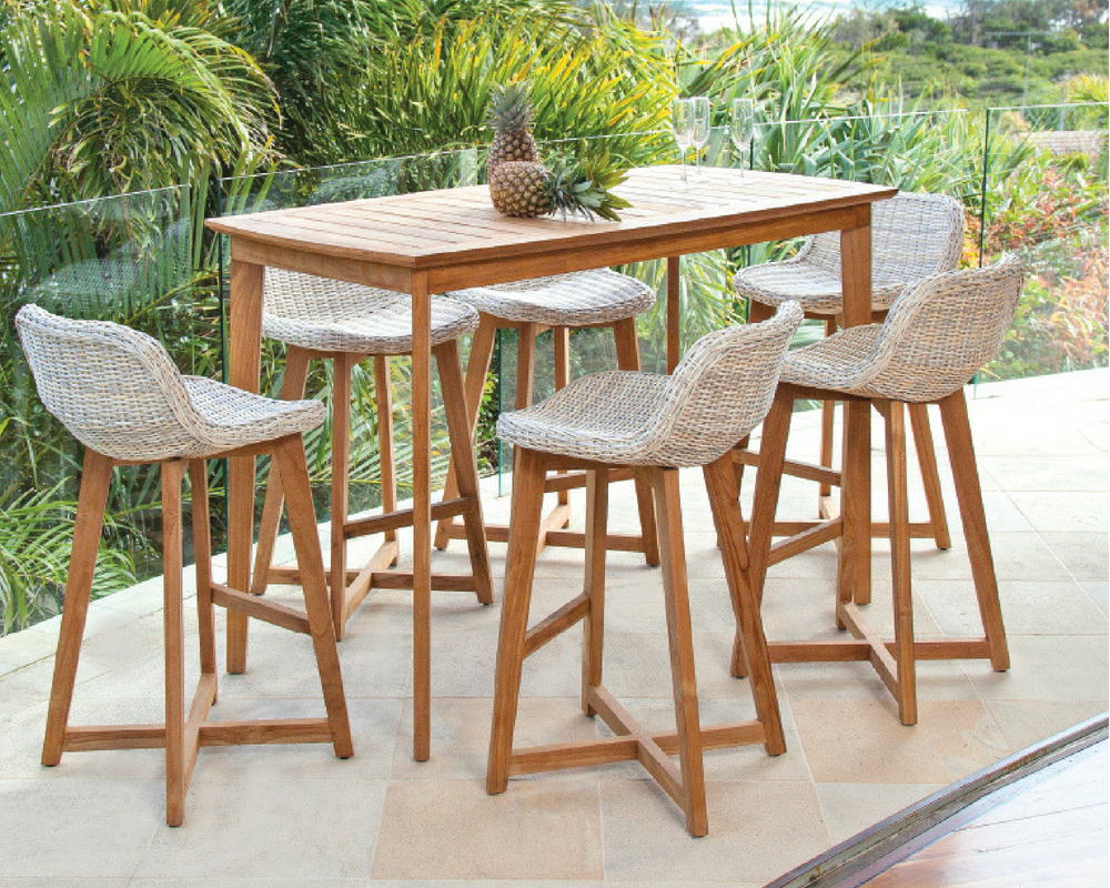 Wicker outdoor bar setting sale