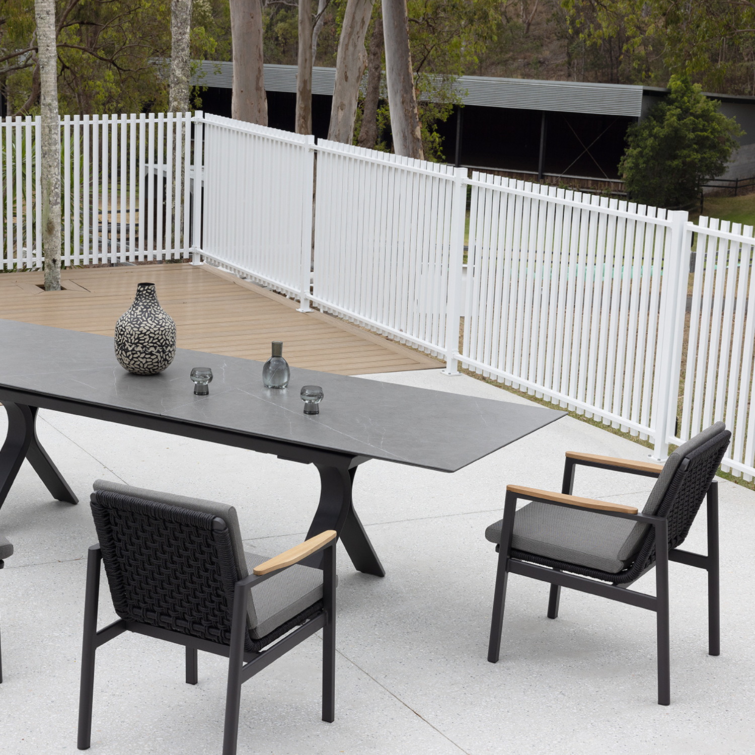 Carson Extension & Reyne Dining Setting - 7pce Charcoal