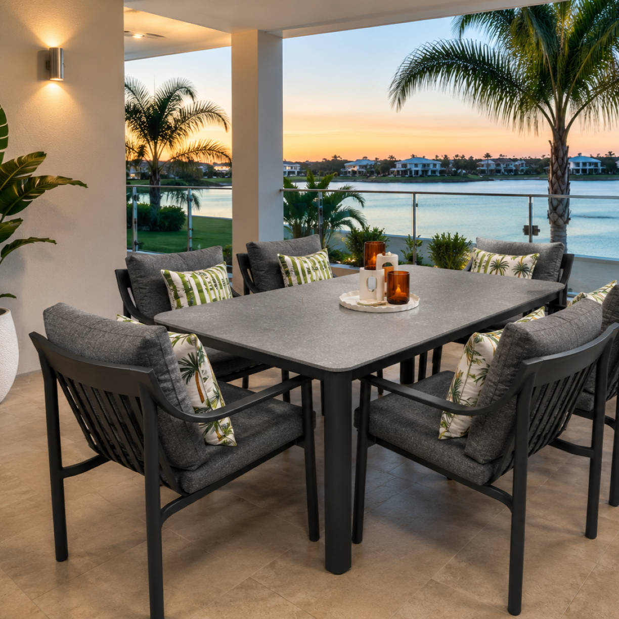 ASPEN & FALLS DINING SETTING CHARCOAL - 7PCE