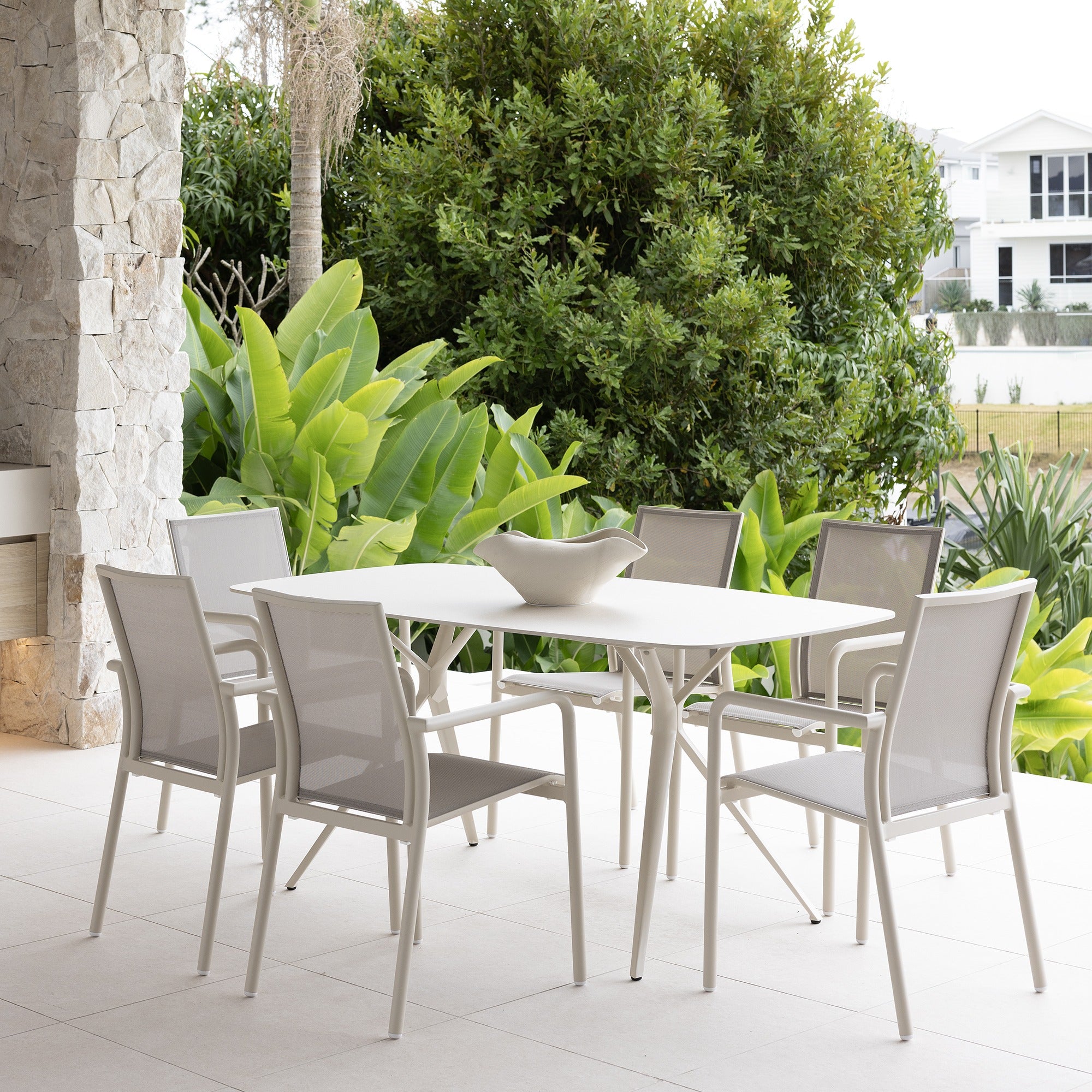 AMALFI & AROHA DINING SETTING - IVORY 7 PCE